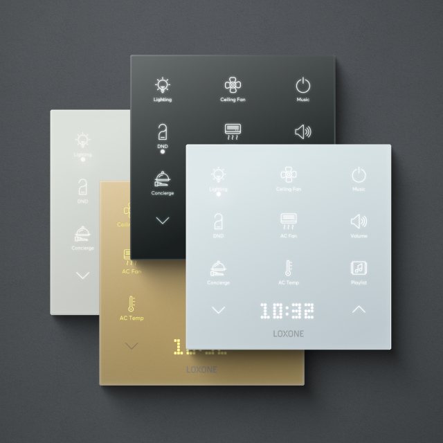 Loxone Touch Pure Flex glass controls in four finishes